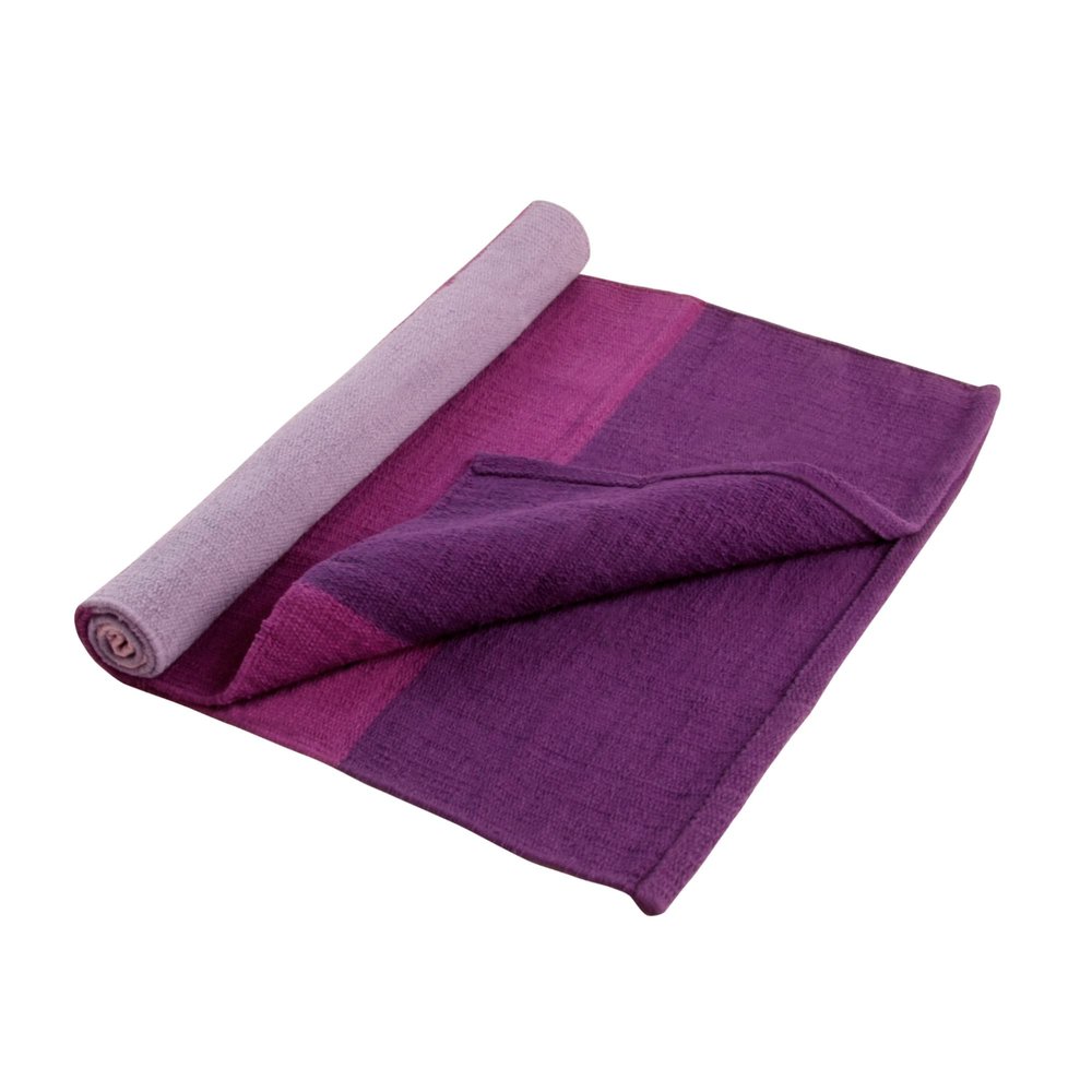 Hugger Mugger Cotton Yoga Rug - Lavender Fields - Absorbent, Grippy Tight Weave, Ashtanga and Hot Yoga Rug, Helps with Slippery Hands and Feet
