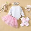 GRNSHTS Baby Girl Birthday Cake Smash Outfit Toddler My 1st Birthday Snowflake Romper+Tutu Skirt+Headband+Leg Warmers Clothes Set (Snowflake Pink, 12-18M) view 3