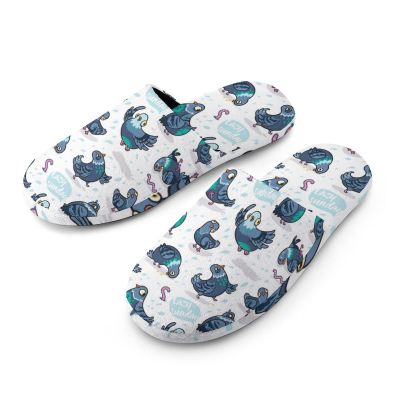 Funny Pigeons Women's Two-Tone Slippers Comfortable Memory Foam House Shoes Funny Print