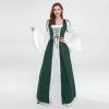 tuduoms Womens Irish Renaissance Dress Flare Sleeve Halloween Cosplay Victorian Costume Retro Gown Peasant Fairy Long Dresses Green view 3