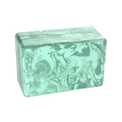 Hugger Mugger 4" Foam Yoga Block -Marbled Sea Green - Strong and Stable, Beveled Edges for Comfort, Most Favored Block Size, Helps with Alignment and Support in Many Poses