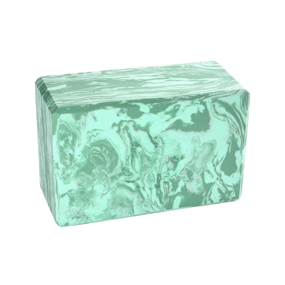 Hugger Mugger 4" Foam Yoga Block -Marbled Sea Green - Strong and Stable, Beveled Edges for Comfort, Most Favored Block Size, Helps with Alignment and Support in Many Poses