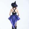 tuduoms Women's 2 Piece Witch Costume Halloween Cosplay Victorian Long Sorceress Classic Dress with Spider Wicked Witch Hat Purple view 3