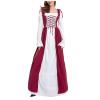 tuduoms Womens Irish Renaissance Dress Flare Sleeve Halloween Cosplay Victorian Costume Retro Gown Peasant Fairy Long Dresses Wine view 1