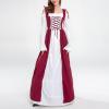 tuduoms Womens Irish Renaissance Dress Flare Sleeve Halloween Cosplay Victorian Costume Retro Gown Peasant Fairy Long Dresses Wine view 2