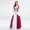 tuduoms Womens Irish Renaissance Dress Flare Sleeve Halloween Cosplay Victorian Costume Retro Gown Peasant Fairy Long Dresses Wine view 3