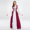 tuduoms Womens Irish Renaissance Dress Flare Sleeve Halloween Cosplay Victorian Costume Retro Gown Peasant Fairy Long Dresses Wine view 4
