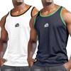 AIMPACT Men Athletic Workout Tank Tops Mesh Quick Dry Fitness Running Gym Muscle Sleeveless Shirts WhiteDarkBlue M view 1