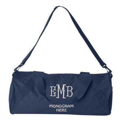 Custom Sport Duffel Bags for Men, Women, Recycled, Navy - Your Monogram - Personalized Weekender Bag for Gym, Overnight, Travel
