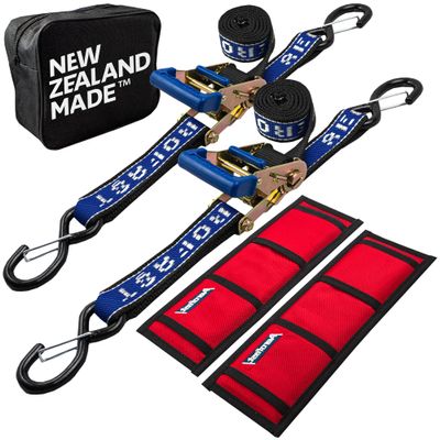 Heavy Duty Rear Transom Tie Down Bundle - Made in NZ - Ideal for Trailered Boats, Pontoons & PWCs - 3,300lbs Break Strength