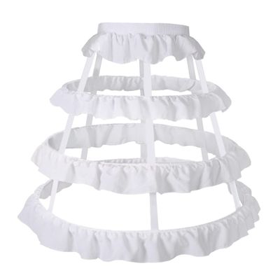 ARTYME 3 Hoops Ruffle Rockabilly Crinoline Lolita Short Petticoat Ball Gown Cosplay Underskirt Pannier Petticoat (White)