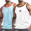 AIMPACT Men Athletic Workout Tank Tops Mesh Quick Dry Fitness Running Gym Muscle Sleeveless Shirts WhiteBlue S view 1