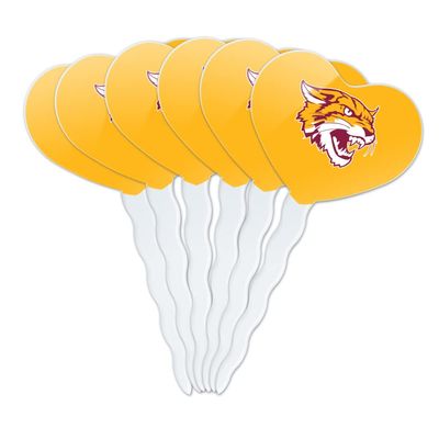 Bethune-CookmanUniversity Secondary Logo Heart Love Cupcake Picks Toppers Decoration Set of 6