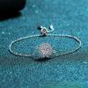 StarGems 0.5ct Moissanite 925 Silver Platinum Plated Zirconia Surrounded Adjustable Sunflower Bracelet B4740 view 4