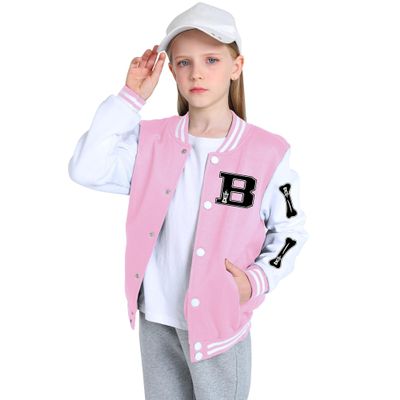 NICNZQI Kids Varsity Jacket Girls Baseball Jacket Boys Bomber Outwear with Pocket Coat