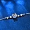 StarGems 0.5ct Moissanite 925 Silver Platinum Plated Adjustable Four Prong Love-Shape Bracelet B4700 view 2