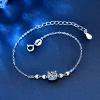 StarGems 0.5ct Moissanite 925 Silver Platinum Plated Adjustable Four Prong Love-Shape Bracelet B4700 view 3