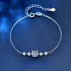StarGems 0.5ct Moissanite 925 Silver Platinum Plated Adjustable Four Prong Love-Shape Bracelet B4700 view 4