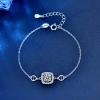 StarGems 1ct Moissanite 925 Silver Platinum Plated Zirconia Surrounded Adjustable Square Bracelet B4696 view 2