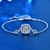 StarGems 1ct Moissanite 925 Silver Platinum Plated Zirconia Surrounded Adjustable Square Bracelet B4696 view 4