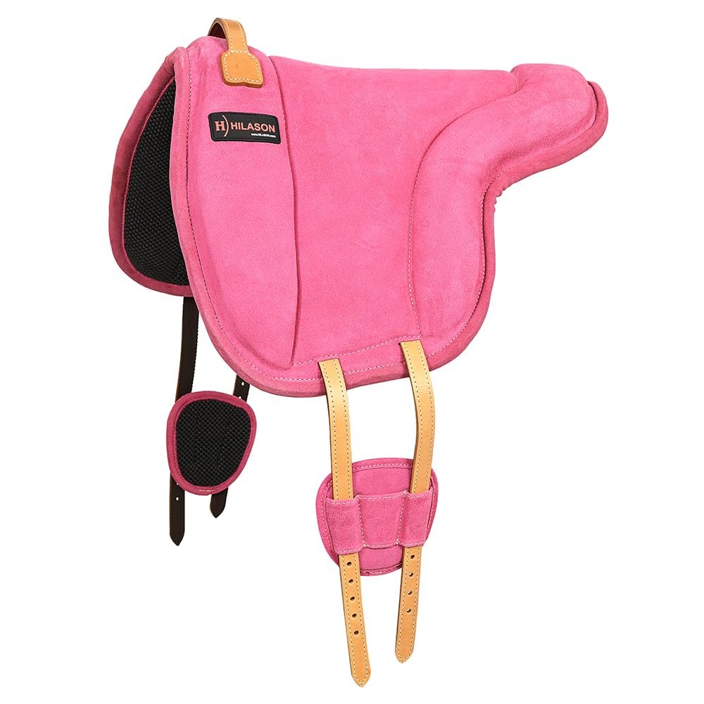 HILASON Horse Bareback Saddle Pad Anti Slip Base Suede Leather Pink | Baretek Riding for Horses