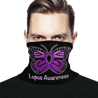 Lupus Awareness Butterfly Unisex Face Cover Scarf Breathable Neck Gaiter Bandanas Face Mask Seamless Head Wrap Headband