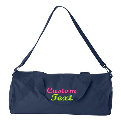 Custom Sport Duffel Bags for Men, Women, Recycled, Navy - Your Name - Personalized Weekender Bag for Gym, Overnight, Travel
