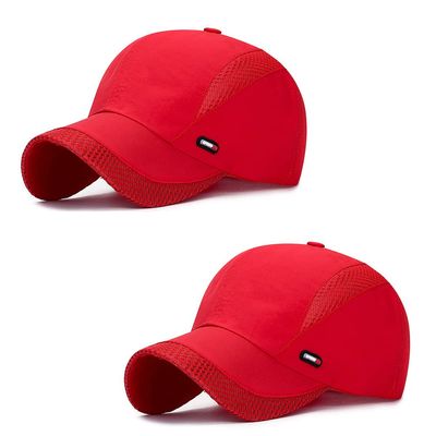 Magik 1-2Pcs All Season Airy Mesh Thin Quick Dry Baseball Cap Hat UV Protect Sports (2 Pack, Red)