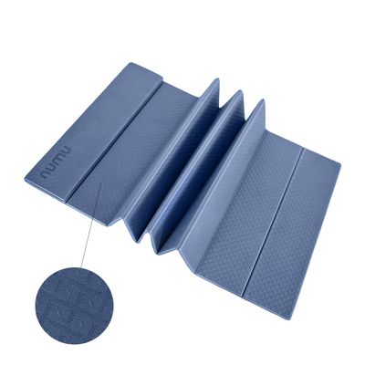 Numu Foldable Yoga Mat with Yoga Carrying Strap - Nonslip, Lightweight, and Portable 1/4 Inch Thick Workout Exercise Mat - Perfect for Easy Storage and Travel (Blue)