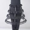 ARTYME 3 Hoops Ruffle Rockabilly Crinoline Lolita Short Petticoat Ball Gown Cosplay Underskirt Pannier Petticoat (Black) view 2