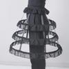 ARTYME 3 Hoops Ruffle Rockabilly Crinoline Lolita Short Petticoat Ball Gown Cosplay Underskirt Pannier Petticoat (Black) view 3
