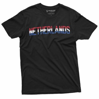 Mens Netherlands T-Shirt Holland Amsterdam Patriotic Nationality T-Shirt Flag T-Shirt (X-Large Black)