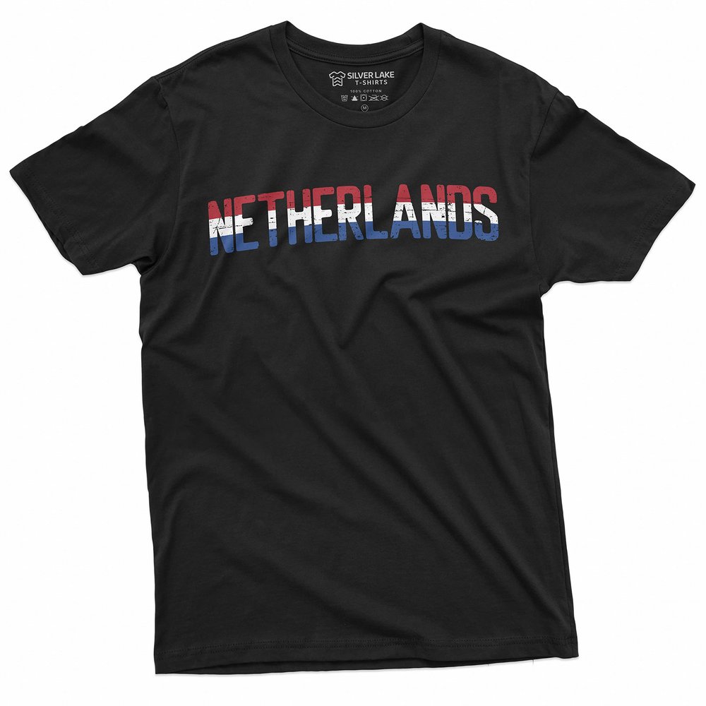 Mens Netherlands T-Shirt Holland Amsterdam Patriotic Nationality T-Shirt Flag T-Shirt (X-Large Black)