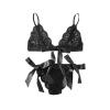 DGHM-JLMY Women Bow Tie Sexy Lingerie Set Lace Bra And Panty Sets 2 Piece Strappy Babydoll Valentine'S Day Lingerie Bodysuit (Black,Small) view 1