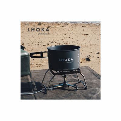 LHOKA Basic Camping Cook Set for 2-4 Outdoor 8Pcs Cookware Lightweight Aluminum Incl Pot Plates Spoons Forks Bowls with Canvas Pouch (B01)