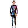 Halloween Skeleton Costume Jumpsuit for Women Kids Family Matching Outfits Bodysuits Dress Up Carnival Cosplay (Blue, L) view 2
