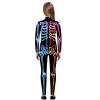Halloween Skeleton Costume Jumpsuit for Women Kids Family Matching Outfits Bodysuits Dress Up Carnival (Blue, XS) view 4