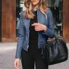 Light Weight Winter Jacket Women Women Casual Solid Full Zip Snap Stand Windbreaker Fleece Lined Jacket Women view 2