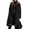 Water Proof Jacket plus Size Women Winter Solid Warm Slim Plush Long Coat Long-sleeved Overcoat Lapel Casual, Black view 2