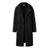 Water Proof Jacket plus Size Women Winter Solid Warm Slim Plush Long Coat Long-sleeved Overcoat Lapel Casual, Black view 3