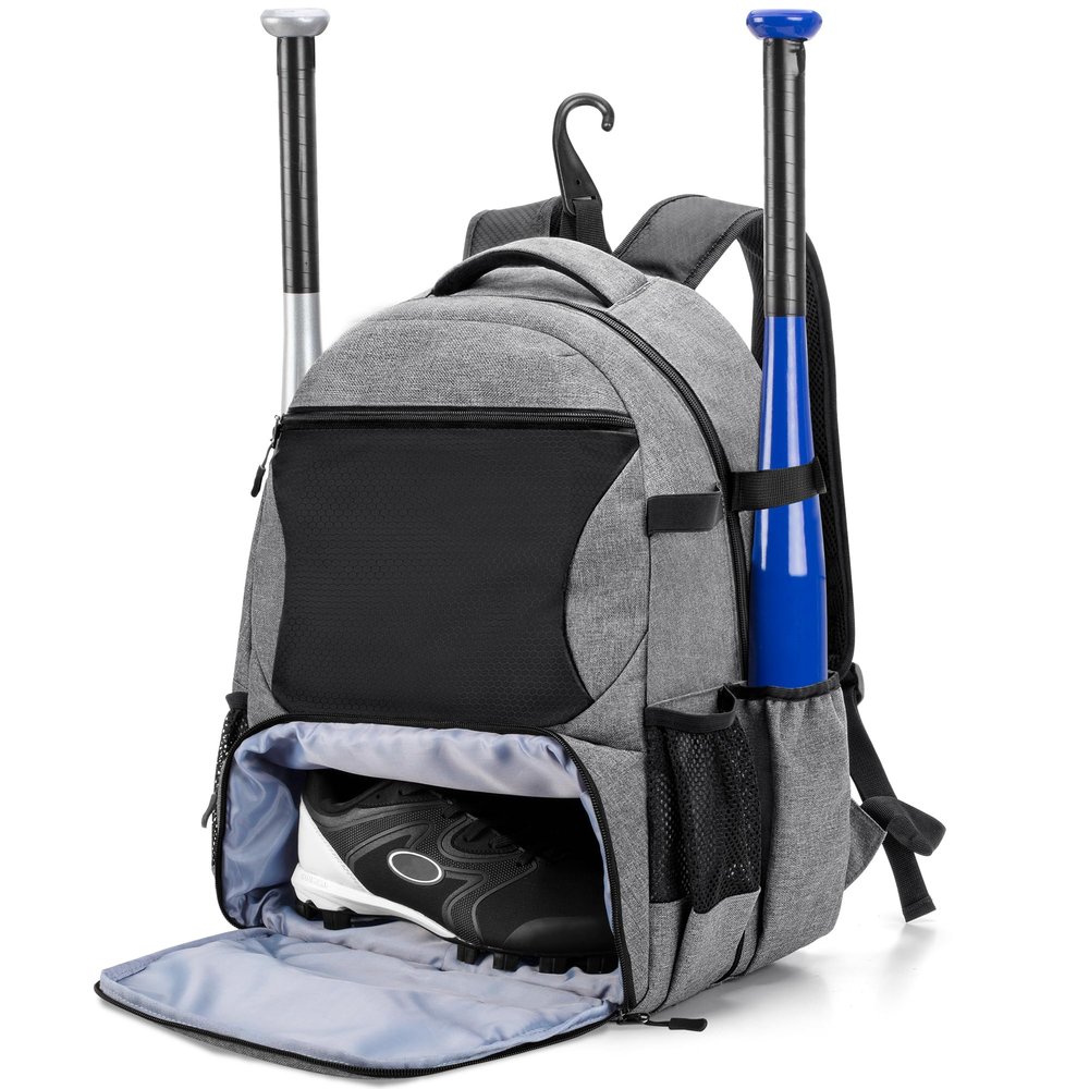 DSLEAF Baseball Backpack with Separate Shoe Space, Softball Bat Bag Holds Up to 4 Bats, Hence Hook and Multi Pockets for Essentials