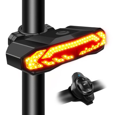 NineLeaf Smart Bike Alarm Taillight with Turn Signals and Automatic Brake Light, Waterproof Bicycle Horn with Remote Control, USB Rechargeable Rear Bike Tail Light Ultra Bright for Night Riding