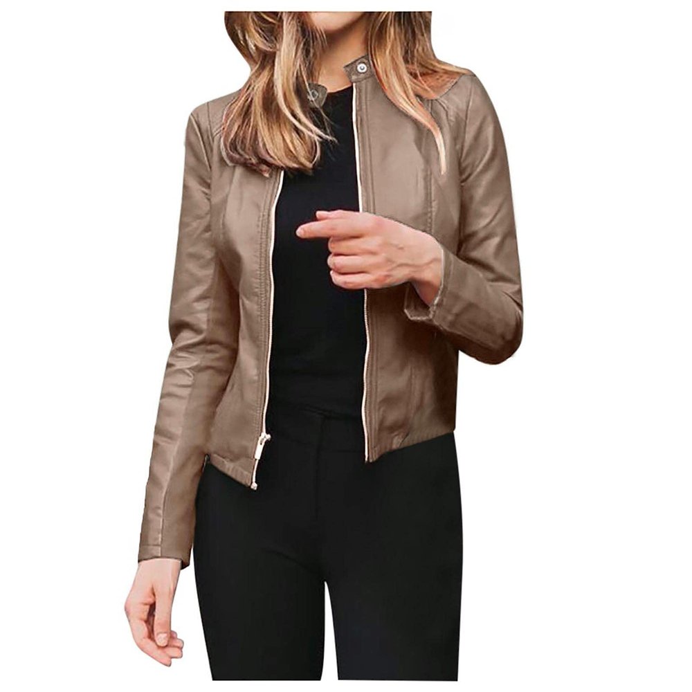 Light Weight Winter Jacket Women Women Casual Solid Full Zip Snap Stand Windbreaker Fleece Lined Jacket Women