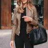 Light Weight Winter Jacket Women Women Casual Solid Full Zip Snap Stand Windbreaker Fleece Lined Jacket Women view 2