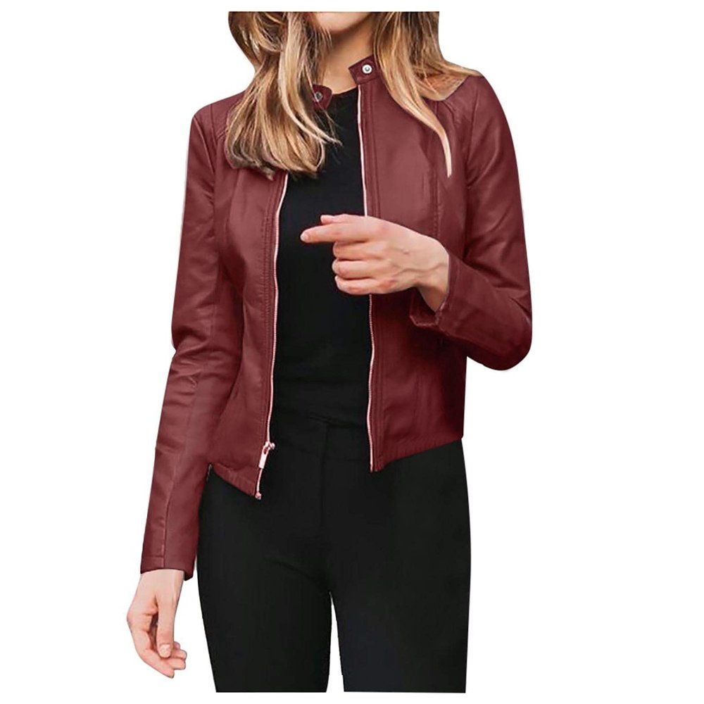 Light Weight Winter Jacket Women Women Casual Solid Full Zip Snap Stand Windbreaker Fleece Lined Jacket Women
