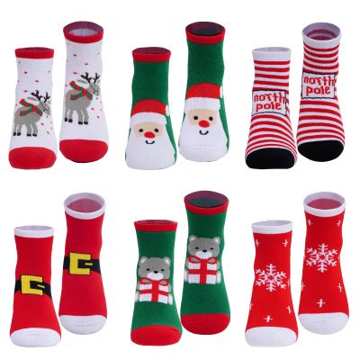 Nydotd 6 Pairs Kids Christmas Winter Socks Thick Cotton Warm Socks Thermal Crew Socks for Boys Girls Children