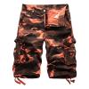 Men's Outdoor Camo Cargo Shorts Lightweight Multi Pocket Military Short Loose Fit Hiking Cotton Short Pants (Orange,44) view 1