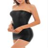 Freebily Women's Glossy Strapless Pencil Tube Dress Semi See Through Silky Stretchy Bodycon Dresses Black Medium view 3