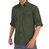 Mens Safari Shirts Long Sleeve UV Protection Hiking Fishing UPF 50+ Quick Dry Cooling Camping Travel Shirts#5066-Army Green-XXL view 1