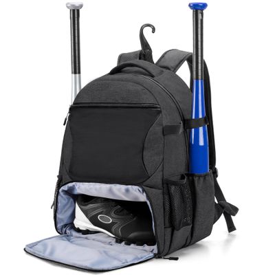 DSLEAF Baseball Backpack with Separate Shoe Space, Softball Bat Bag Holds Up to 4 Bats, Hence Hook and Multi Pockets for Essentials